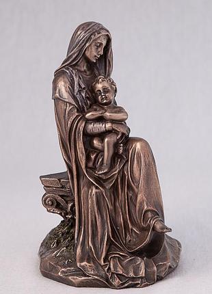 Статуэтка религиозная veronese дева мария с иисусом на руках 15 см 74728 бронзовое покрытие