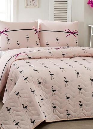 Покрывало стеганое с наволочкой 160x220 flamingo пудра eponj home