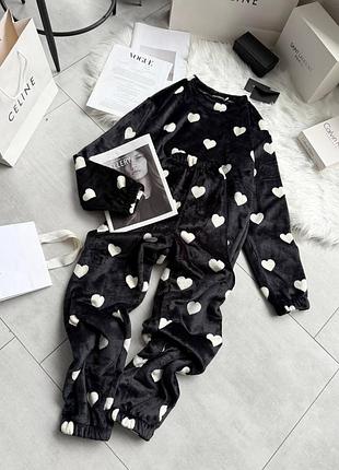 Махровая пижама в сердечки