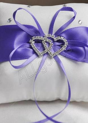 Подушка для обручок 10х10см (білий з фіолетовим)