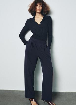 Штани прямого крою з контрастними шнурками zara - s, m, l, xl