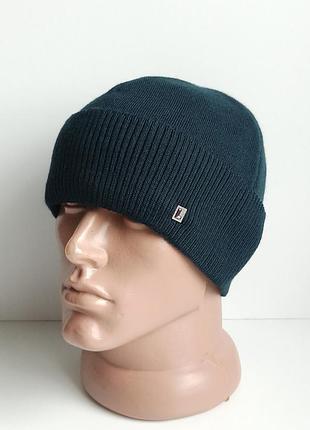 Шапка мужская трикотажная шерстяная скай leks осень зима на флисе с отворотом бутылка