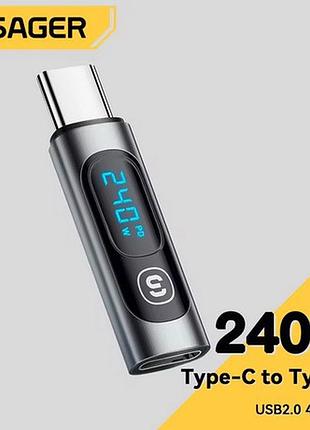Essager usb-c адаптер-тестер 240w з цифровим дисплеєм (usb ваттметр)