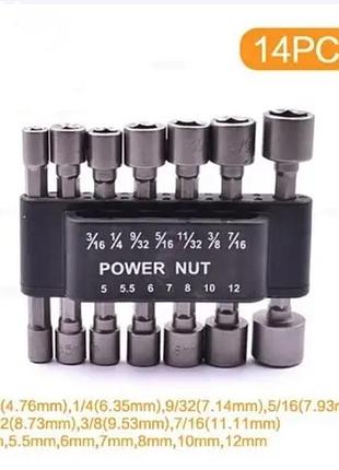 Набір торцевих головок 4,76-12 мм із 1/4" хвостовиком набір 14 шт. у комплекті