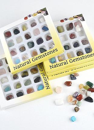 Набор натуральных обработанных камней, самоцветы, минералы, коллекция натуральных камней 20 шт, 1,2*1 см