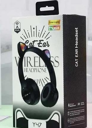 Led bluetooth блютуз наушники " кошачьи ушки" серый