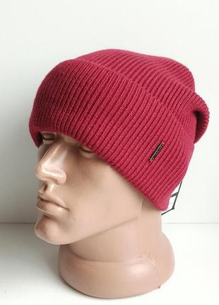 Шапка мужская трикотажная шерстяная лофт ultra leks осень зима бургунд