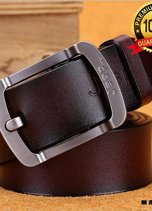 Ремень мужской кожаный jeep/ цвет: коричневый (кофе).