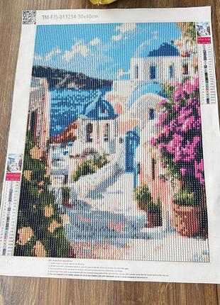 Готова картина. алмазна вишивка. греція. санторіні