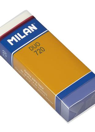 Гумка milan 720 nata duo фіолетовий-рожевий/прямокутний (hb) 3*6 см.