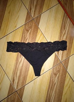 Стринги коттоновые с кружевом