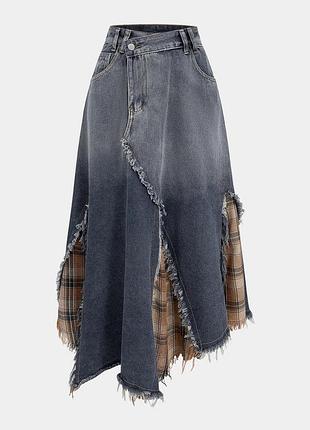 Довга джинсова асиметрична спідниця y2k