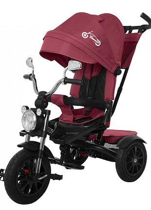 Велосипед коляска триколісний з батьківською ручкою і фарою tilly tornado бордо