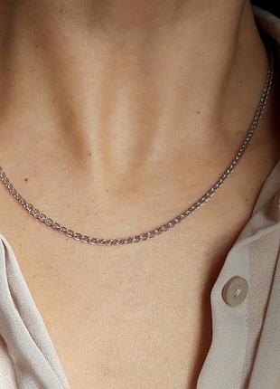 Цепь серебряная объемный колосок радированный 45