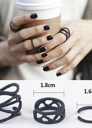 Набор из 3 колец черных