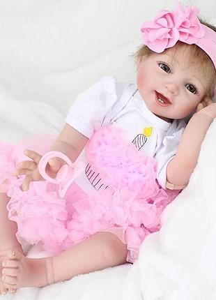 Силіконова колекційна лялька реборн reborn дівчинка кері (вінілова лялька) висота 55 см