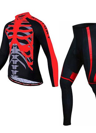 Чоловічий велокостюм kidito km-ct-18 skeleton red xl кофта з довгим рукавом + штани для велосипедистів