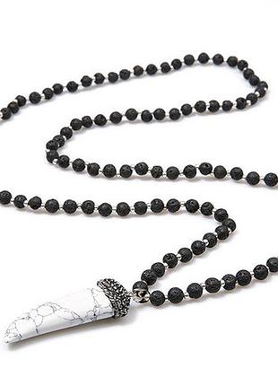 Бусы из вулканической лавы и кахолонга