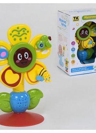 Музыкальный цветок на присоске tk16103 на столик, ходунки, развивающая со световыми и звуковыми эффектами