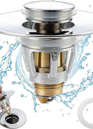 Пробка автомат 1.25" для раковин - донный клапан 1 1/4" - кнопка слива воды