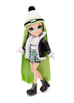 Шарнирная кукла rainbow high зеленые волосы рейнбоу хай зима скейтборд джейд хантер winter break