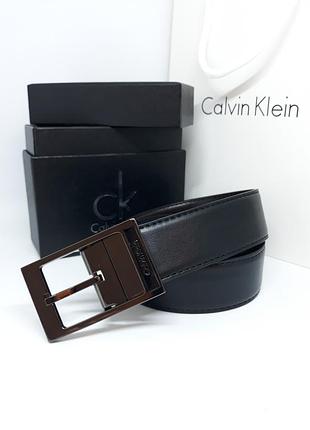 Ремінь чоловічий двосторонній чорний шкіряний коричневий