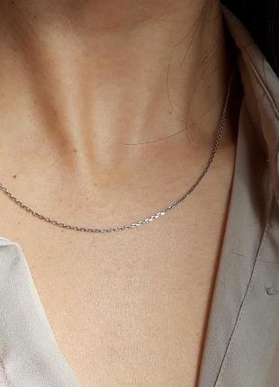 Цепь серебряная тонкая якорная радированная 60
