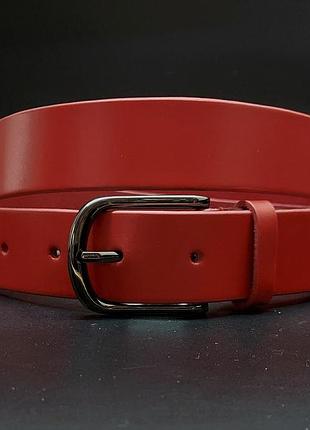 Ремень кожаный женский красный цвет 33мм
