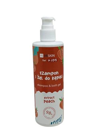 Детский шампунь\гель для душа 2 в 1 hiskin персик 280мл
