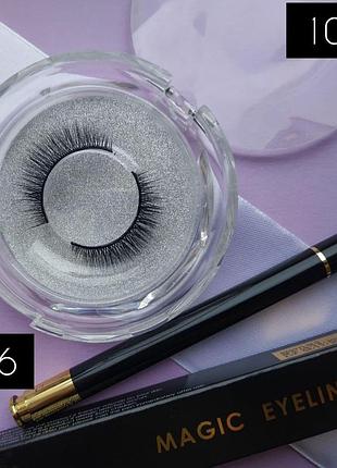 Многоразовые накладные ресницы классические 2d модель 856 + липкий маркер подводка прозрачный