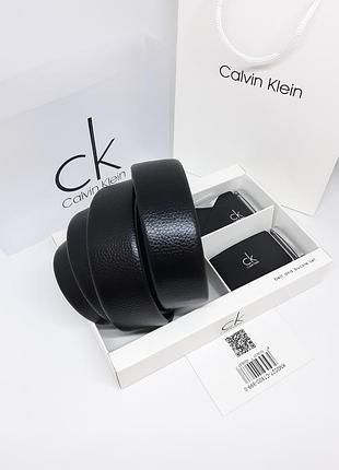 Ремень мужской черный с двумя пряжками автомат кожаный