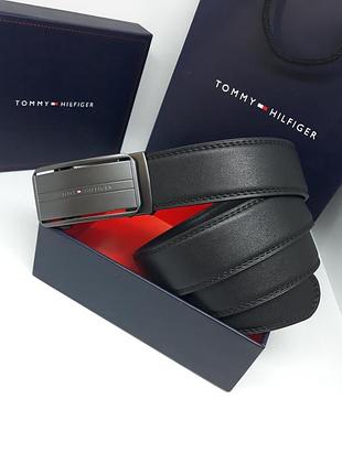 Ремень мужской черный кожаный пряжка автомат