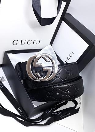 Ремень мужской черный кожаный