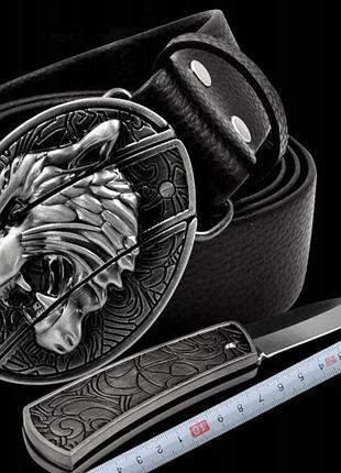 Эксклюзивный ремень с ножом в середине пряжки, в стиле панк для самоуверенных личностей.