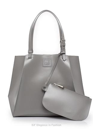 Женская сумка из натуральный итальянской кожи серого цвета