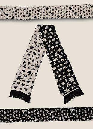 Шарф "canabis" чорно-білий 180 см ексклюзивний дизайн від доцента — docent shop чорно-білий