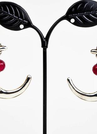 Серьги месяц с рубином арт. 008