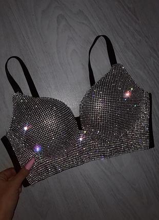 Роскошный пуш ап камни стразы люкс лиф топ бра