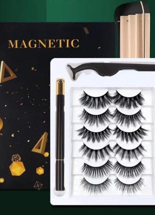 Набор самоклеющихся многоразовых ресниц ( 6 пар) без клея , без магнитов на маркер подводке