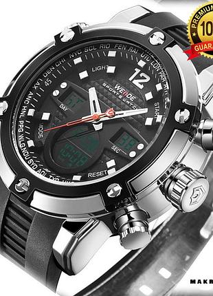 Часы наручные weide wh5205 мужские, каучуковый ремешок, черный циферблат