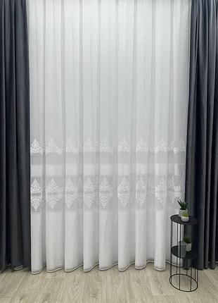 Бамбуковый тюль с вышивкой, гардина в зал, спальню