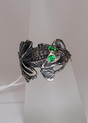 Кільце срібне "жаба" з фіанітами 925 проби.