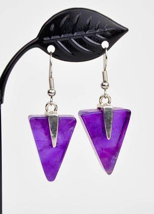 Серьги с розовым кварцем, серьги с аметистом, серьги с авантюрином с аметистом арт. 7734