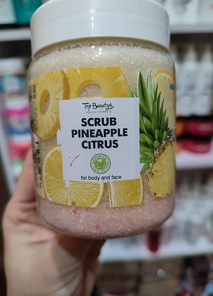 Натуральний скраб на основі цукру і кокосової олії top beauty ананас цитрус 🍍🍋