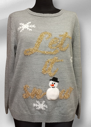 Новогодний женский свитер серый esmara l/xl теплый праздничный