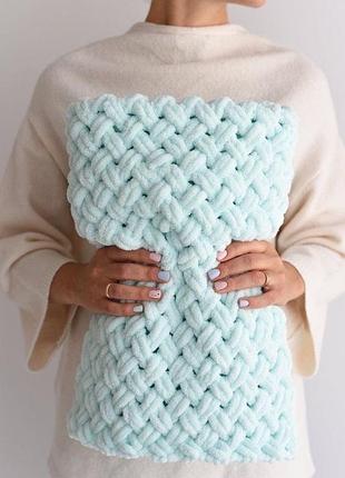 Плед детский вязаный плюшевый мятный плед 85*85 см нежный плюшевый