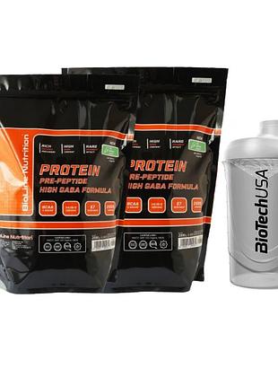 Bioline nutrition сироватковий протеїн whey 80% pre-peptide 4 кг (2 шт по 2 кг) + шейкер у подарунок — концентрат білка з gaba — персик-маракуя