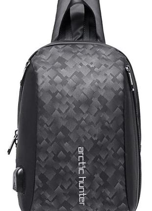 Однолямочний рюкзак arctic hunter xb00081 usb порт чоловічий міський вологостійкий 6л