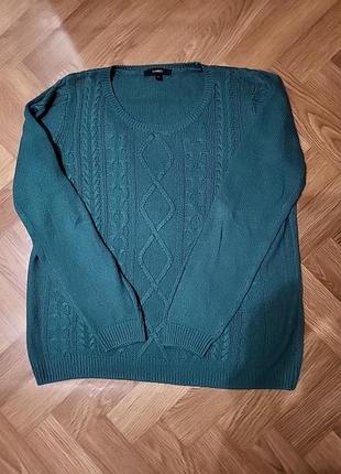 Стильний в'язаний светр бірюзового кольору