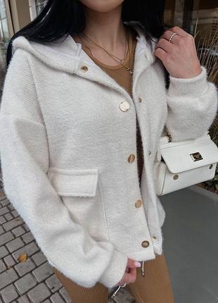 Меховая кофта с карманами 🖤